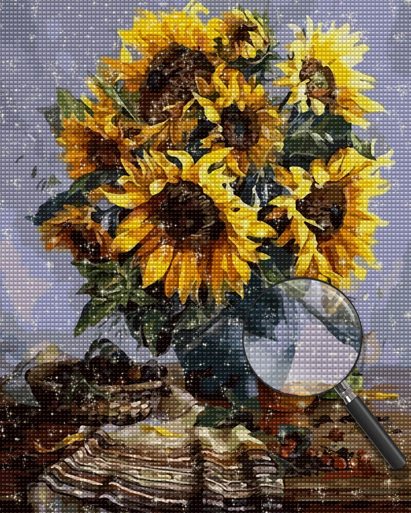 Sunflowers in Vase on the Table Diamond Painting