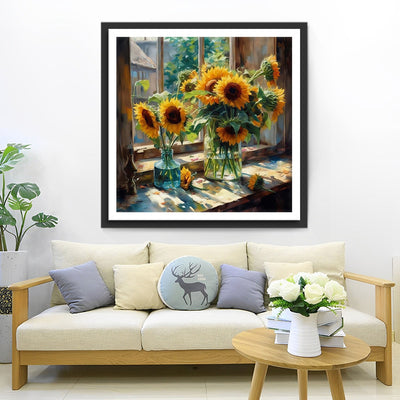 Sunflowers on the Windowsill Diamond Painting