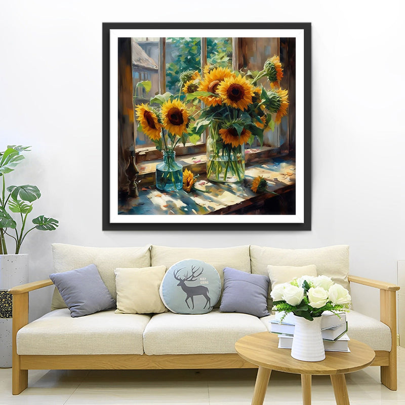 Sunflowers on the Windowsill Diamond Painting