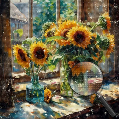 Sunflowers on the Windowsill Diamond Painting