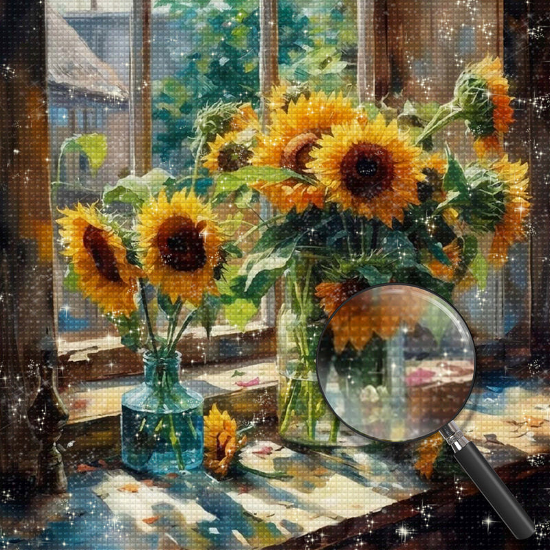 Sunflowers on the Windowsill Diamond Painting