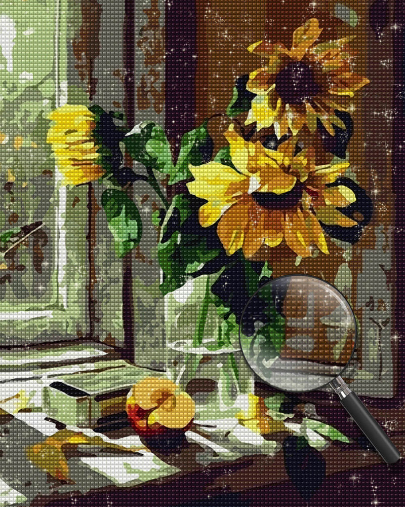Sunflowers on the Windowsill Diamond Painting