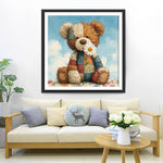 Teddy Bear and White Daisy Diamond Painting