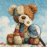 Teddy Bear and White Daisy Diamond Painting