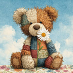 Teddy Bear and White Daisy Diamond Painting