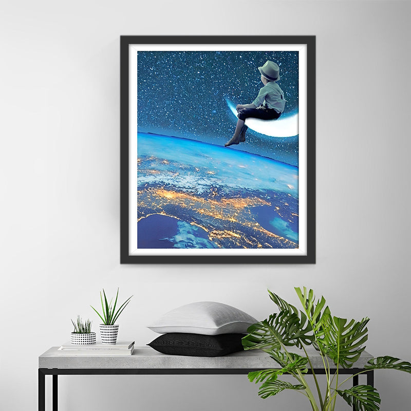 The Boy Sitting on the Moon Diamond Painting