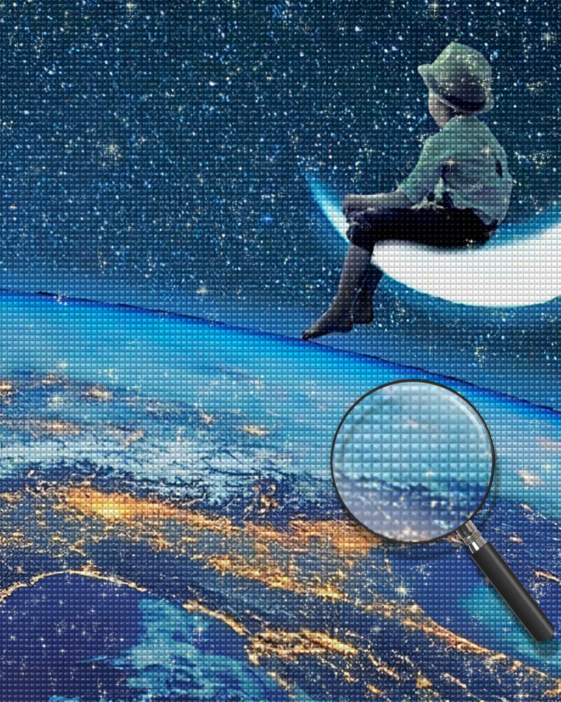 The Boy Sitting on the Moon Diamond Painting