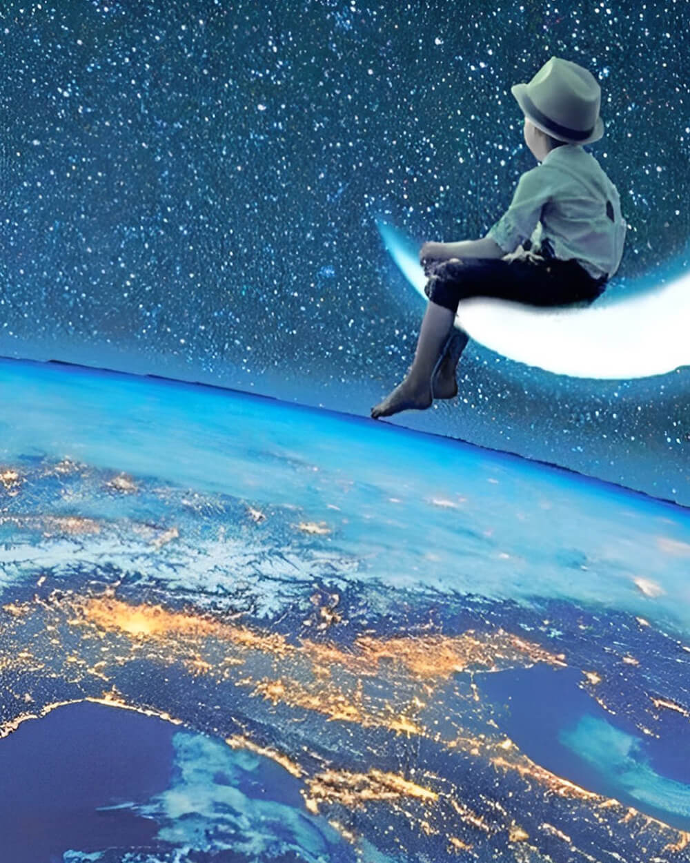 The Boy Sitting on the Moon Diamond Painting