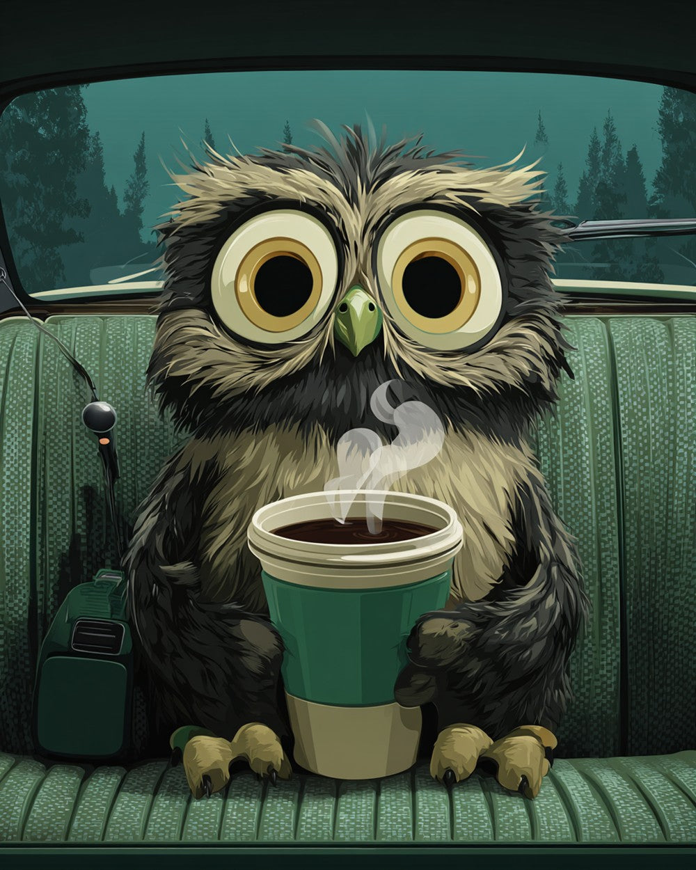 The Coffee-Drinking Owl Diamond Painting