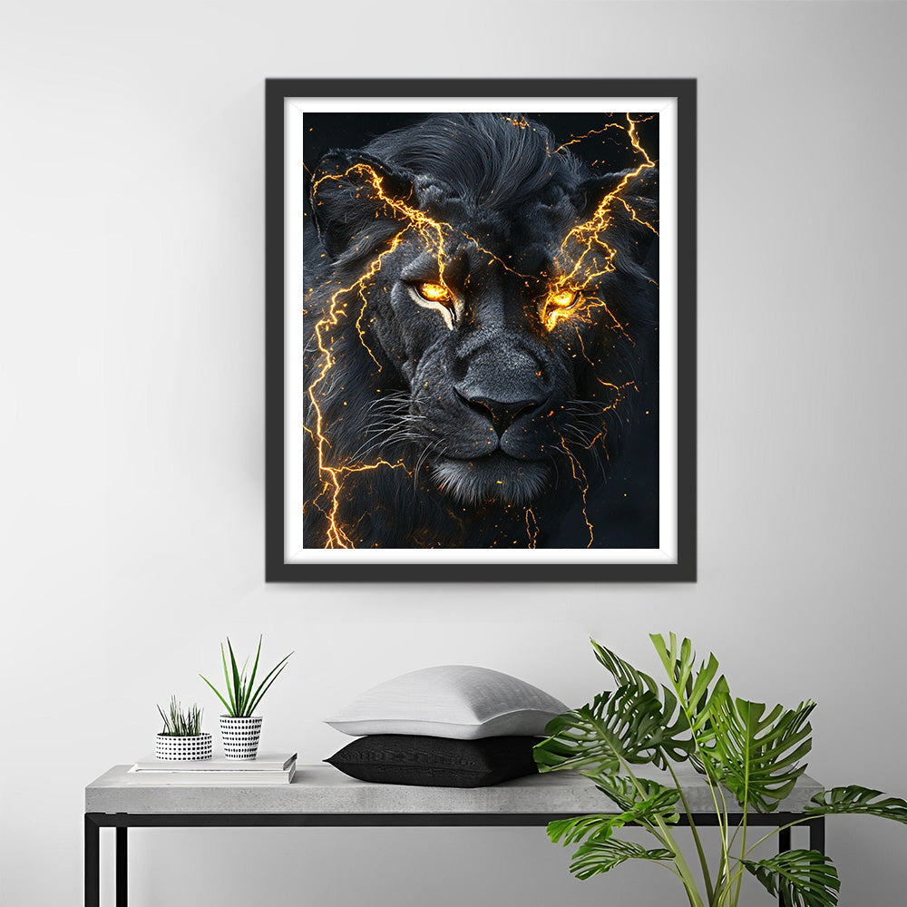 The Furious Black Lion Diamond Painting