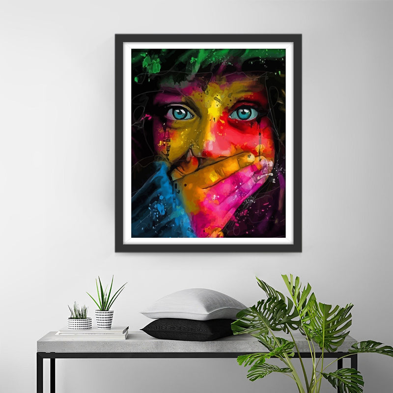 The Girl Covering Her Mouth Diamond Painting