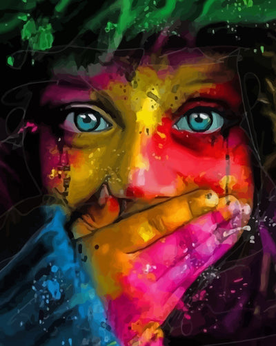 The Girl Covering Her Mouth Diamond Painting
