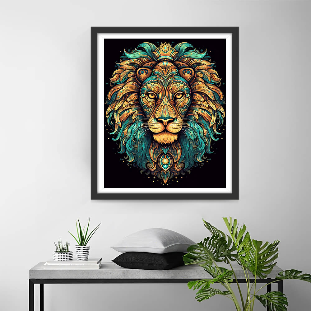 The Lion King with Golden Green Mane Diamond Painting
