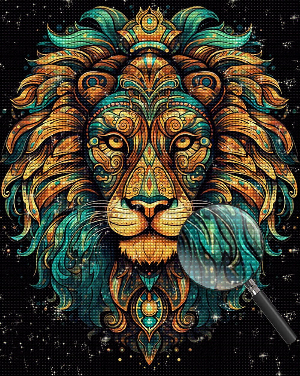 The Lion King with Golden Green Mane Diamond Painting