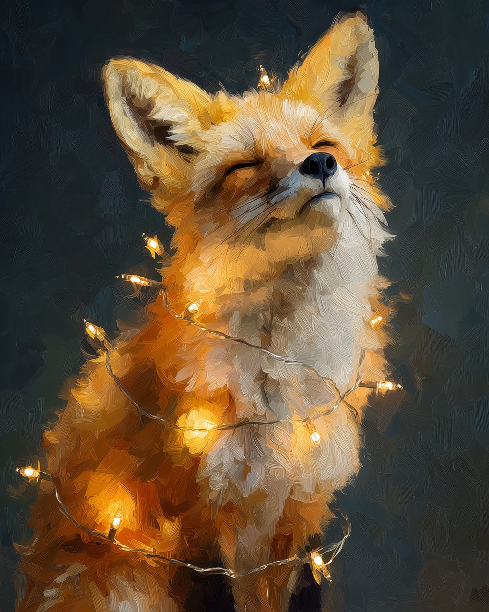 The Little Fox with Lights Diamond Painting