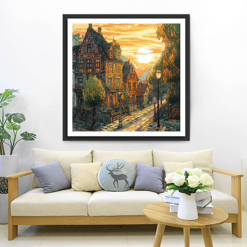 The Old Castle at Sunset Diamond Painting