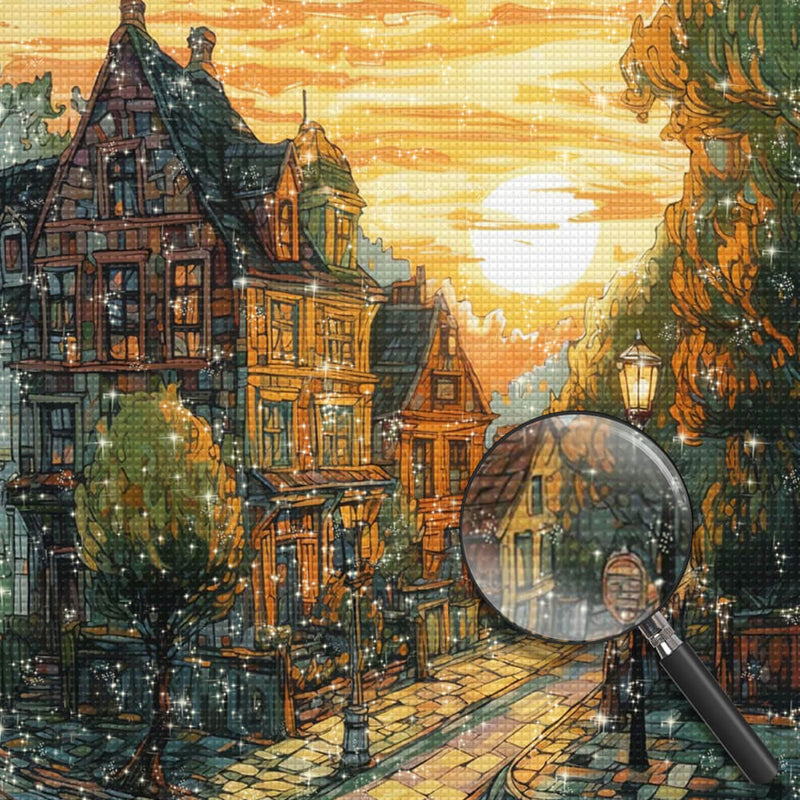 The Old Castle at Sunset Diamond Painting