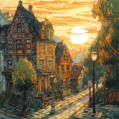 The Old Castle at Sunset Diamond Painting