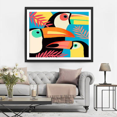 Three Cartoon Toucans Diamond Painting