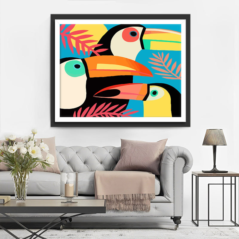 Three Cartoon Toucans Diamond Painting