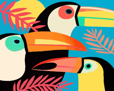 Three Cartoon Toucans Diamond Painting
