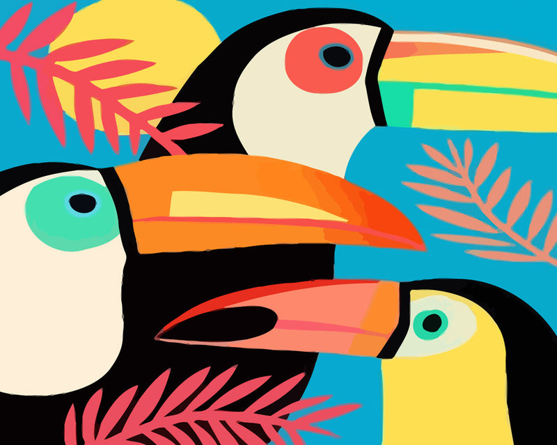 Three Cartoon Toucans Diamond Painting