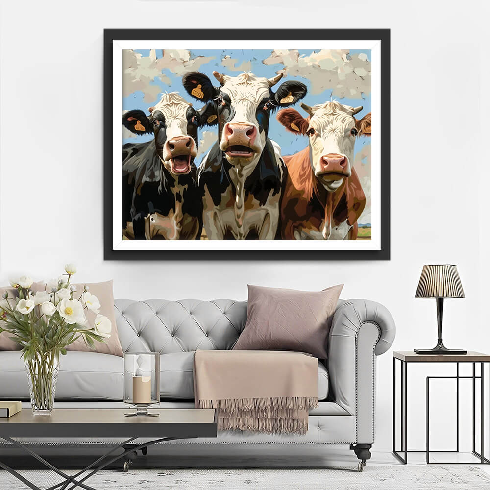 Three Cows under Blue Sky Diamond Painting 