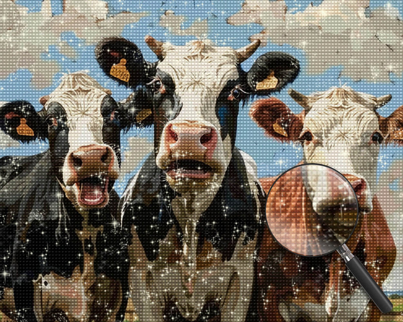 Three Cows under Blue Sky Diamond Painting 
