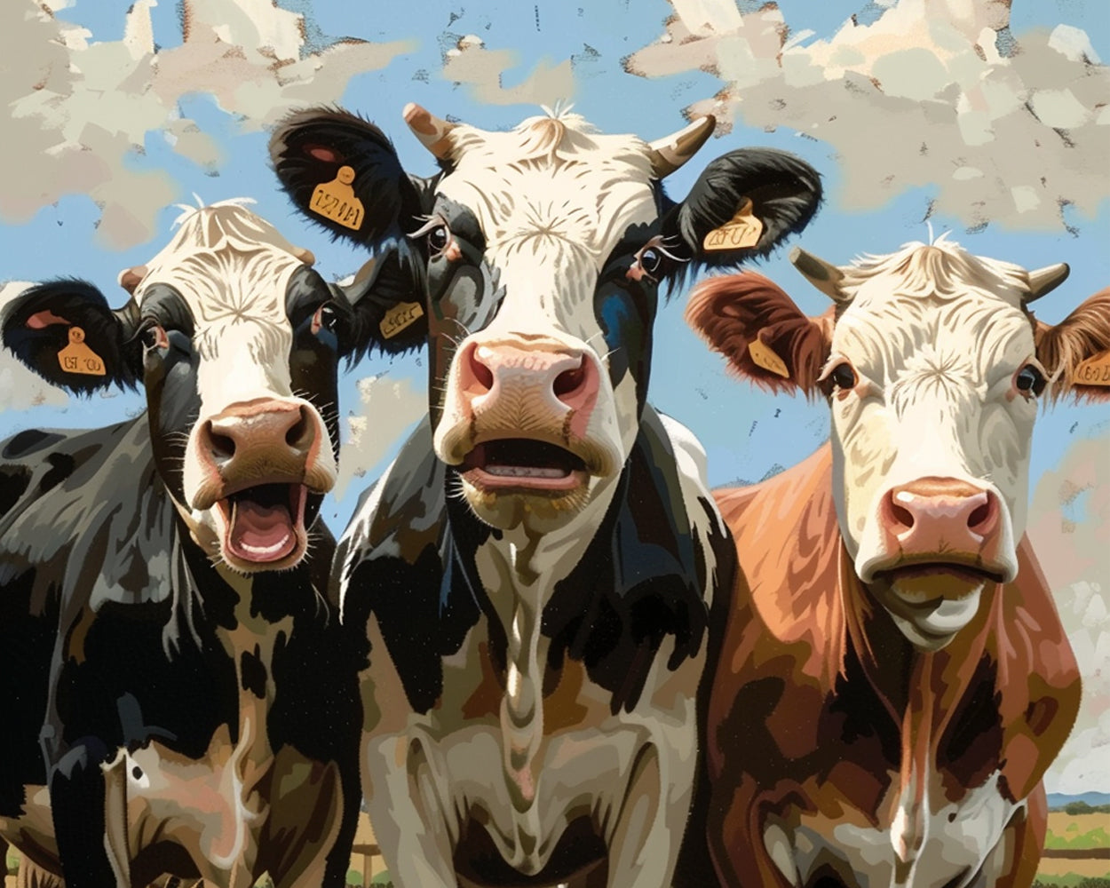 Three Cows under Blue Sky Diamond Painting