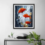 Three Red Poppies in Dark Diamond Painting