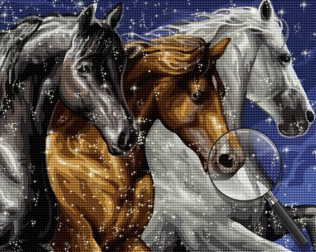 Three Running Horses Diamond Painting