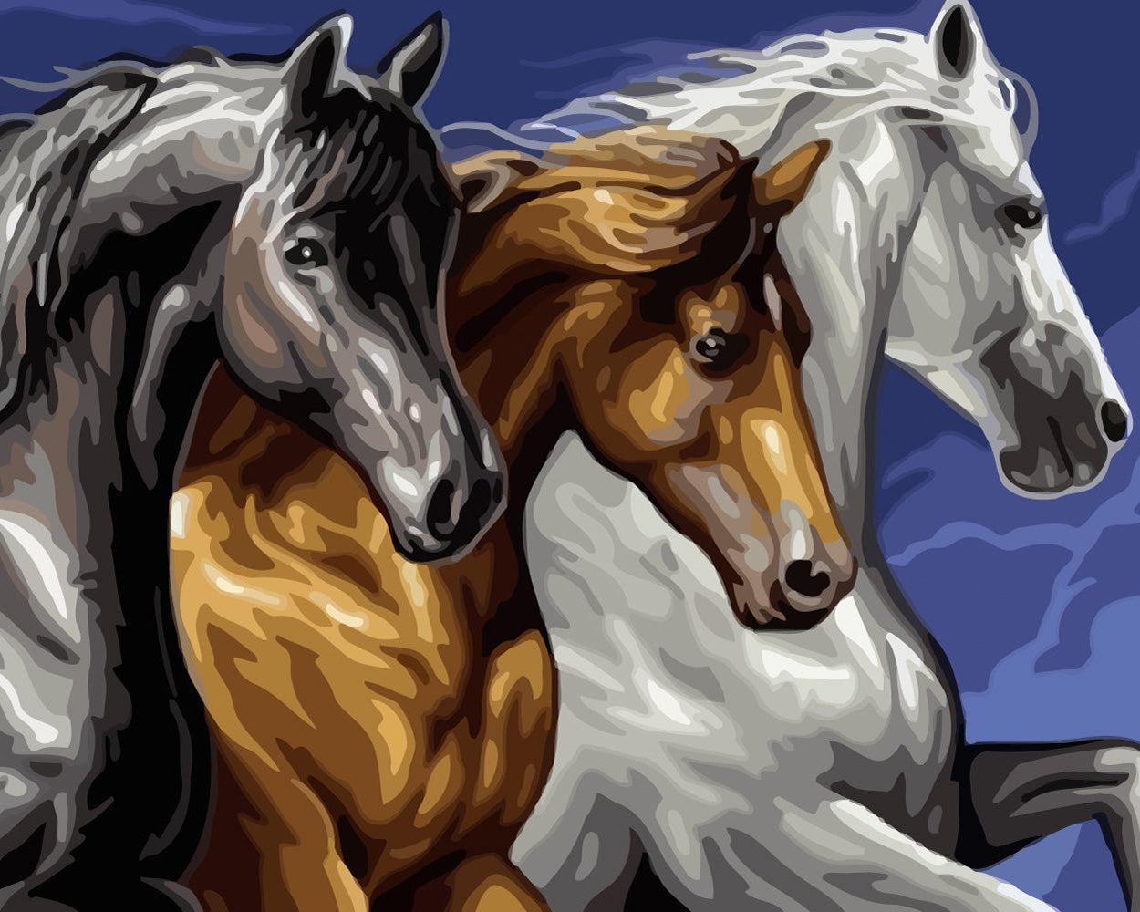 Three Running Horses Diamond Painting