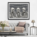 Three Skulls surrounded by Wire Mesh Diamond Painting