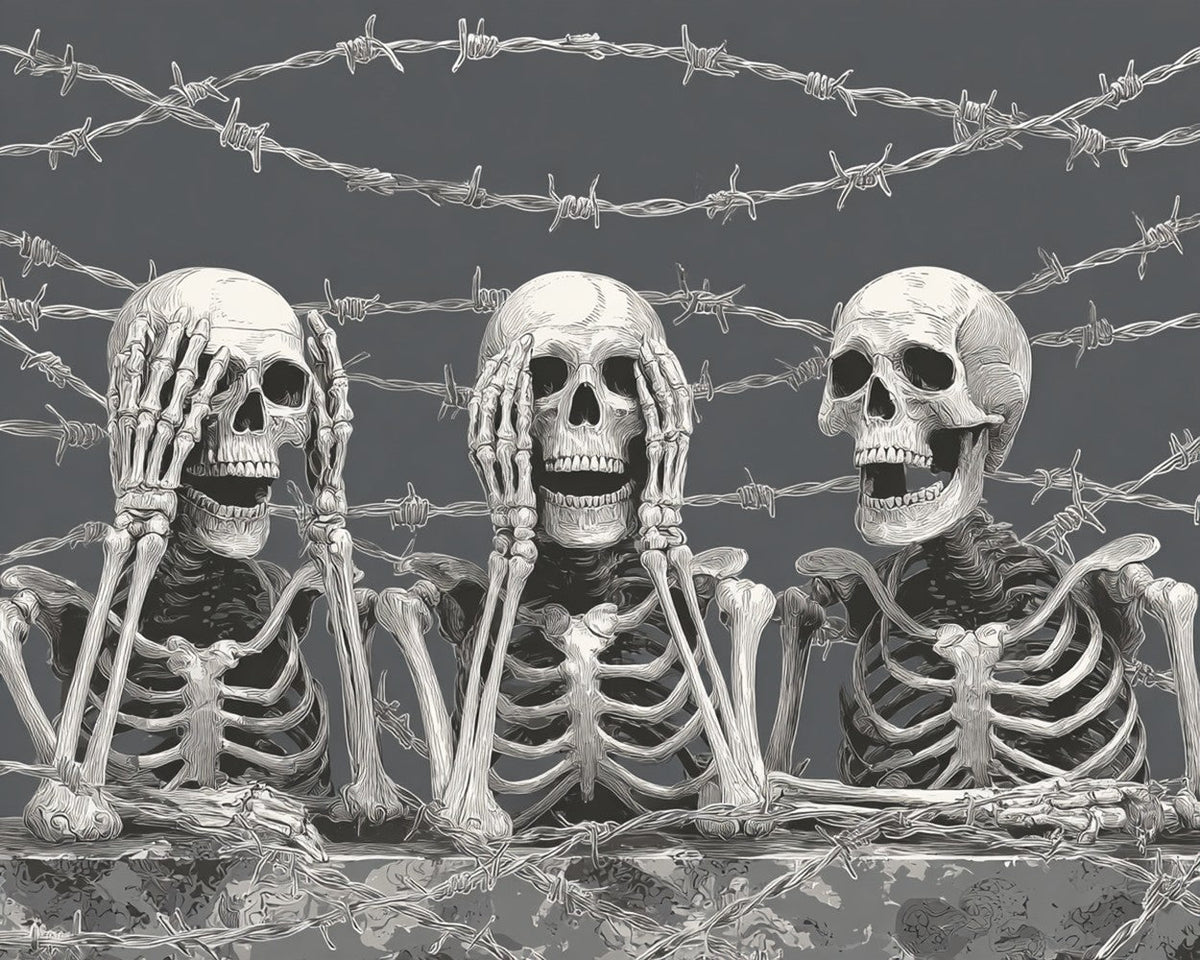 Three Skulls surrounded by Wire Mesh Diamond Painting