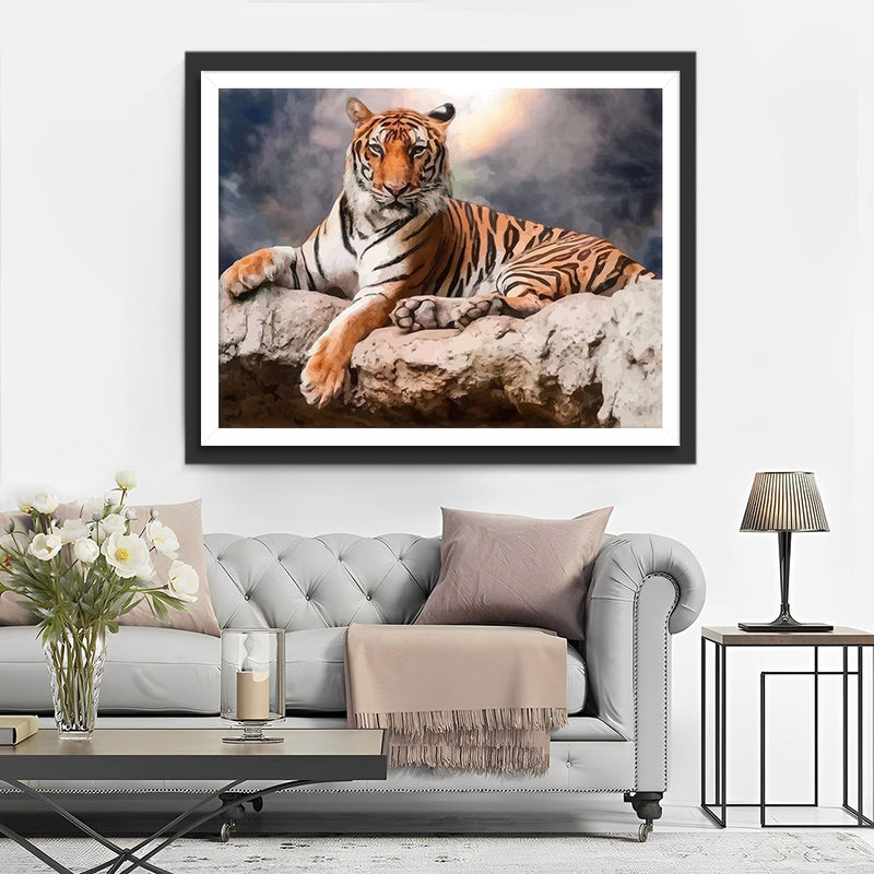 Tiger Lying on the Rock Diamond Painting