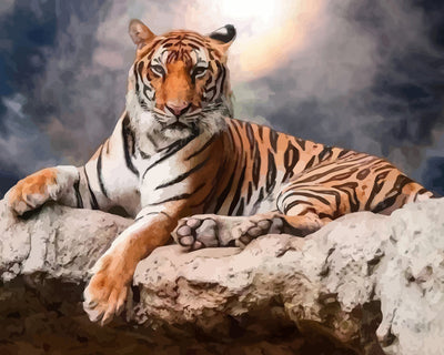 Tiger Lying on the Rock Diamond Painting