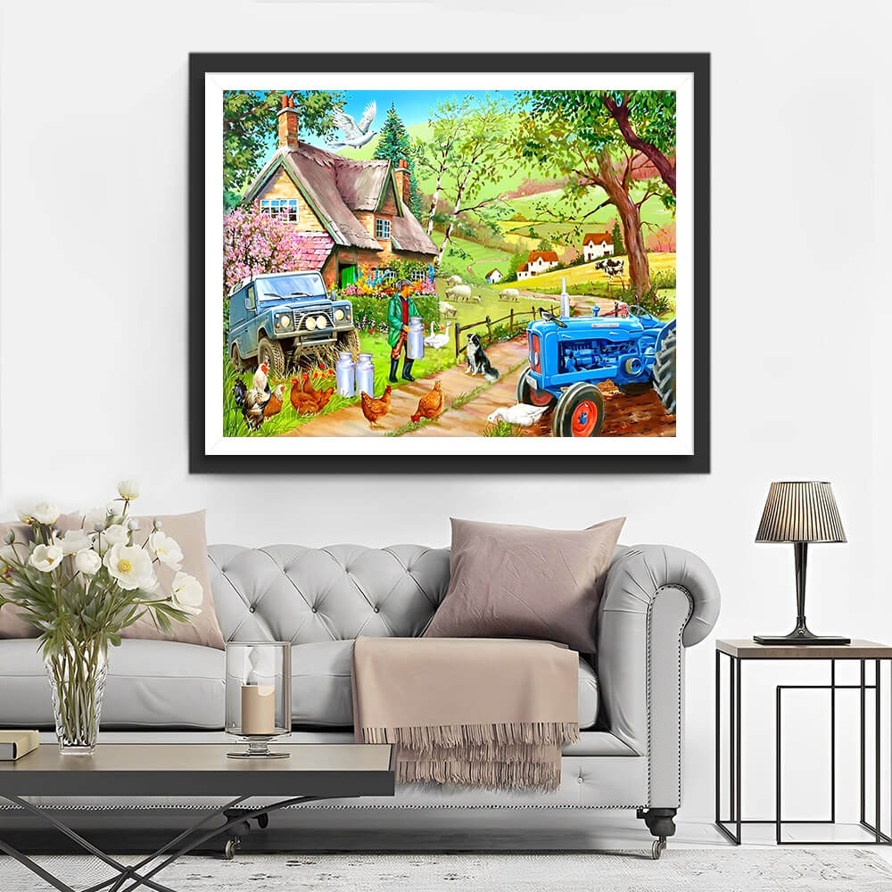 Tractors and Farmyard Animals Diamond Painting