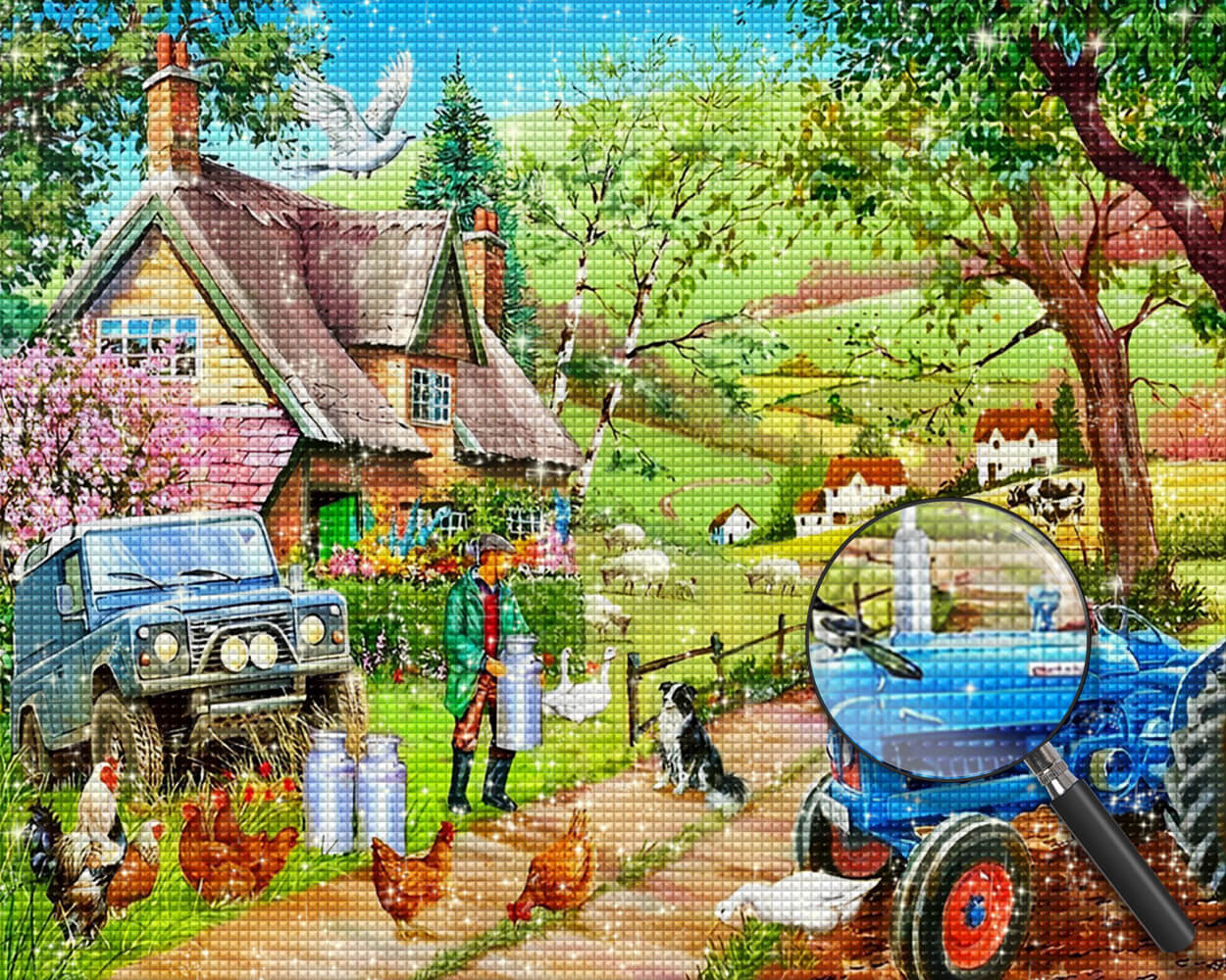 Tractors and Farmyard Animals Diamond Painting