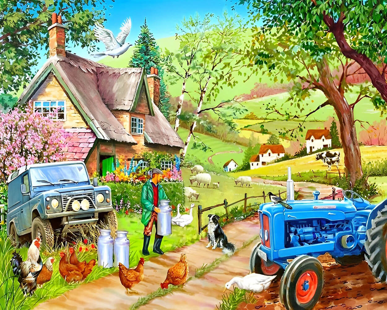 Tractors and Farmyard Animals Diamond Painting
