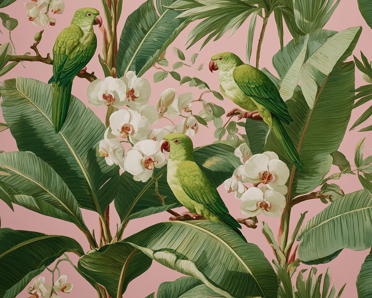 Tropical Parrots and Orchids Diamond Painting