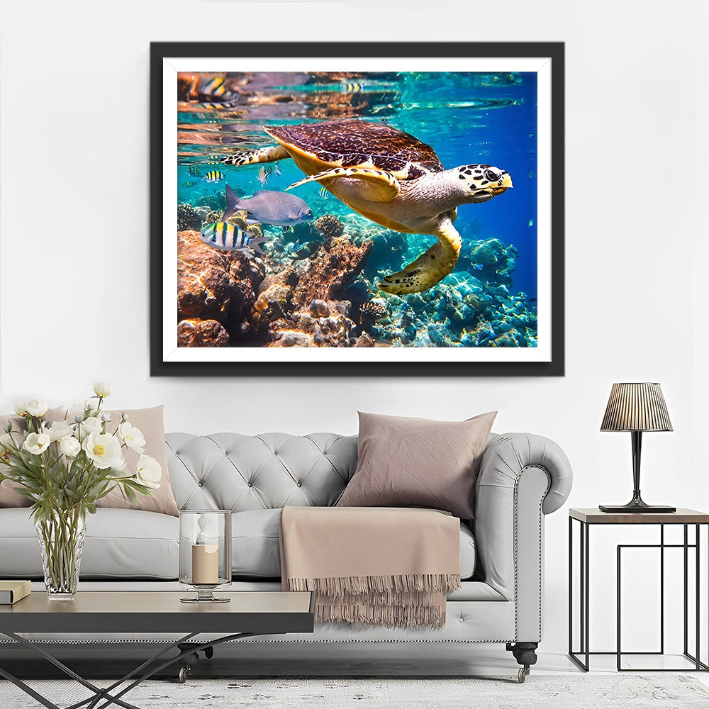 Turtle in the Clear Seawater Diamond Painting