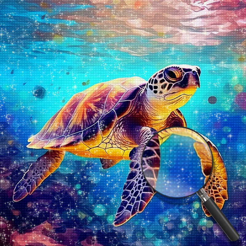 Turtle Swims in the Sea Diamond Painting