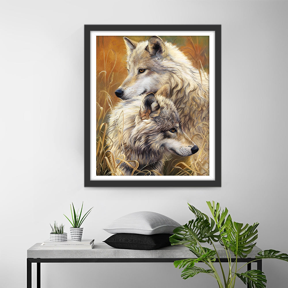 Two Autumn Wolves Diamond Painting