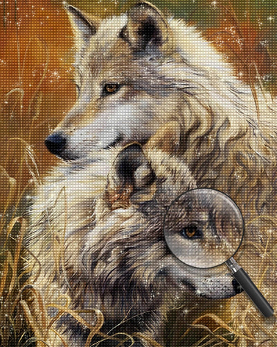 Two Autumn Wolves Diamond Painting