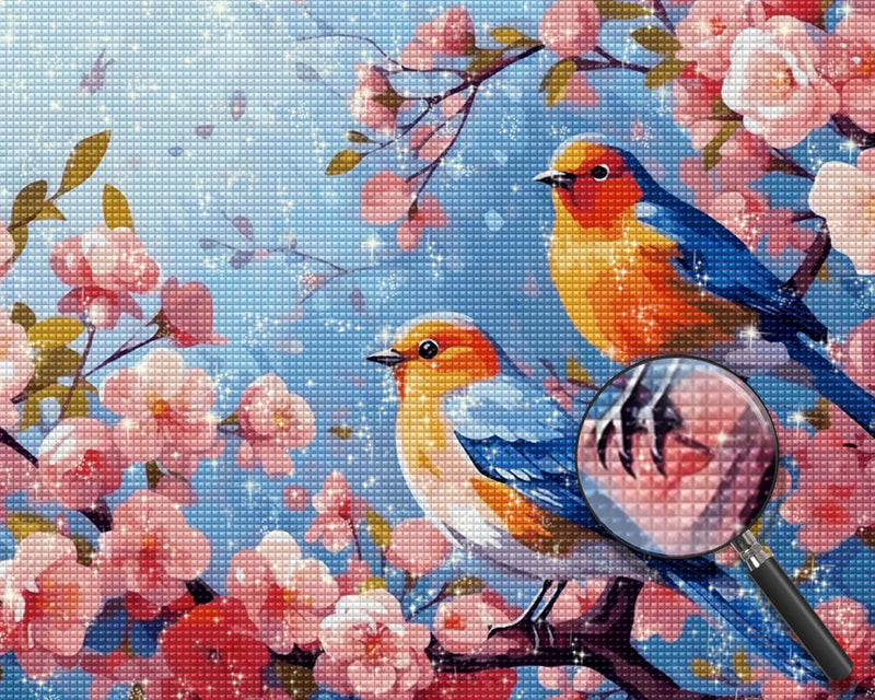 Two Birds on a Flower Tree Diamond Painting