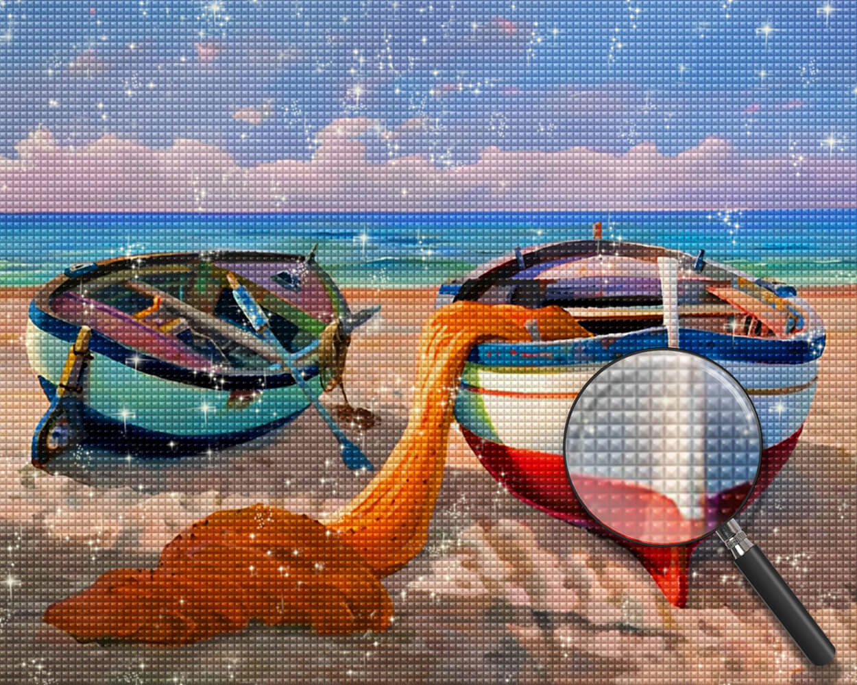 Two Boats on the Beach Diamond Painting