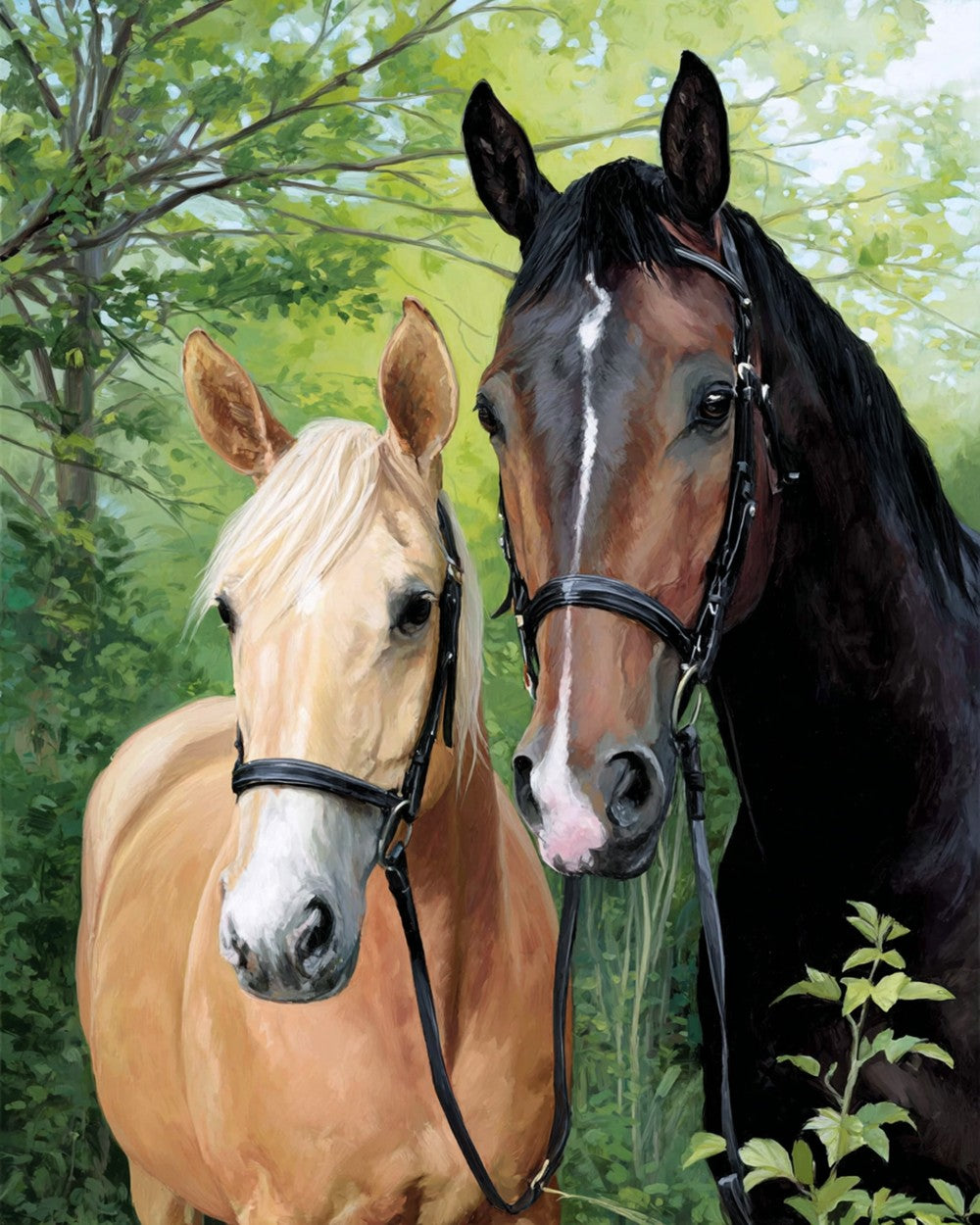Two Horses in the Forest Diamond Painting