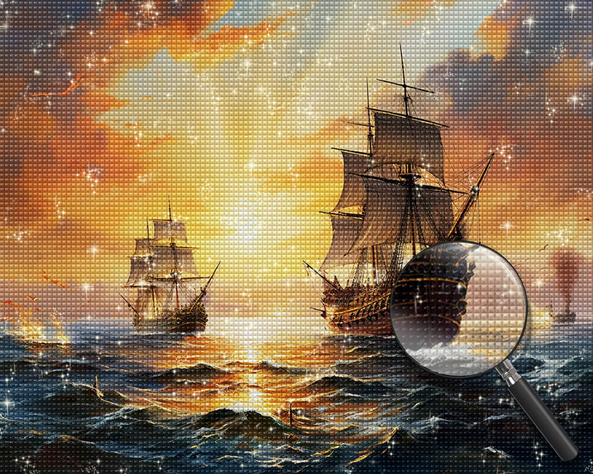 Two Ships on the Sea Diamond Painting