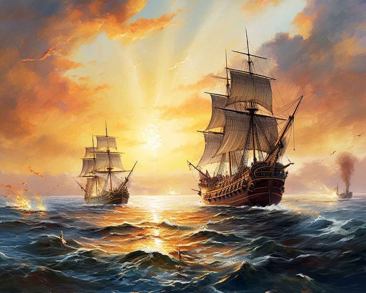 Two Ships on the Sea Diamond Painting