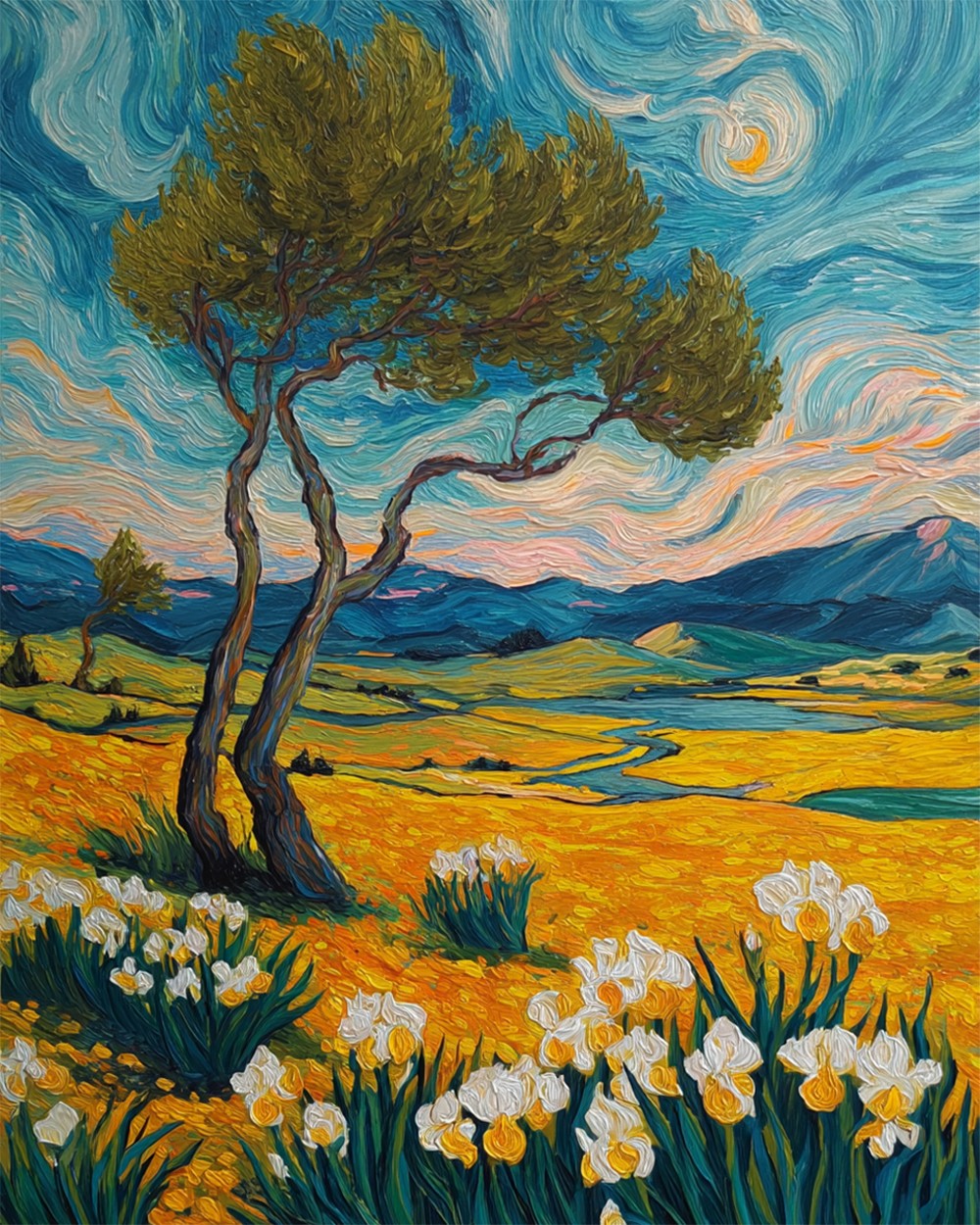 Van Gogh-Style Flowers and Trees Diamond Painting